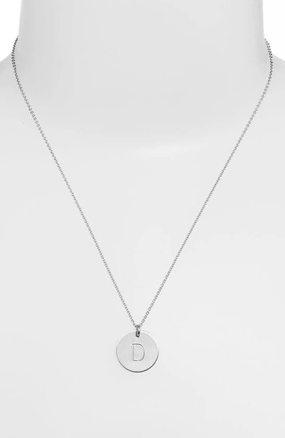 Nashelle Sterling Silver Initial Disc Necklace In Sterling Silver D