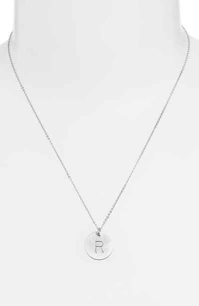 Nashelle Sterling Silver Initial Disc Necklace In Sterling Silver R