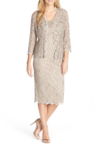 ALEX EVENINGS LACE COCKTAIL DRESS WITH JACKET,212264