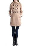 Kimi And Kai Paisley Wool Blend Maternity Duffle Coat In Camel