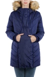 MODERN ETERNITY FAUX FUR TRIM CONVERTIBLE PUFFER 3-IN-1 MATERNITY JACKET,MEPC006