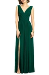 Dessy Collection Full Length V-neck Lux Chiffon In Green