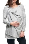 Maternal America Maternity/nursing Wrap Top In Heather Grey