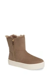 Jslides Henley Faux Fur Lined Bootie In Taupe Nubuck