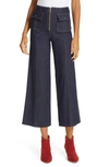 Cinq À Sept Azure Front High-rise Wide-leg Crop Jeans In Indigo