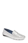 Robert Zur 'petra' Driving Shoe In Silver Bright Nappa