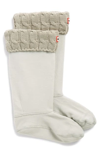 Hunter Original Tall Cable Knit Cuff Welly Boot Socks In Greige