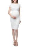 Kimi And Kai Lyanna Lace Body-con Maternity Dress In White