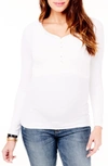 INGRID & ISABELR RIBBED MATERNITY/NURSING HENLEY TEE,1525