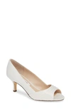 Nina Chezare Peep Toe Pump In Ivory Satin