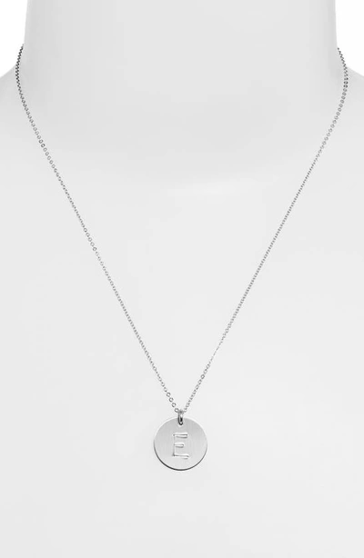 Nashelle Sterling Silver Initial Disc Necklace In Sterling Silver E