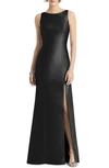 Alfred Sung Sleeveless Cutout Trumpet Gown With Back Bow In Black