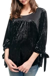 Maternal America Velvet Babydoll Maternity Top In Velvet Black
