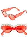 RAD + REFINED 50MM CHUNKY CRYSTAL EMBELLISHED SUNGLASSES,1234-083