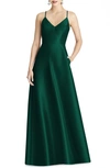 ALFRED SUNG CROSSBACK SATIN TWILL A-LINE GOWN,D750