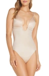 Spanxr Suit Your Fancy Plunge Low-back Thong Bodysuit In Champagne Beige