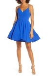 Ieena For Mac Duggal Sleeveless V-neck Fit-and-flare Dress W/ Dramatic Skirt In Royal