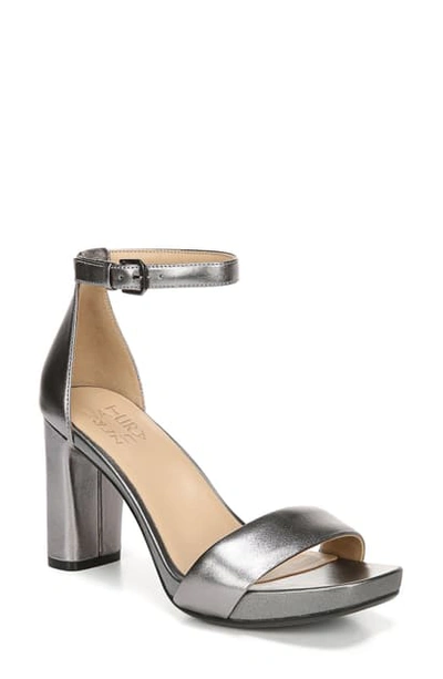 Naturalizer Joy Ankle Strap Sandal In Pewter Metallic Leather