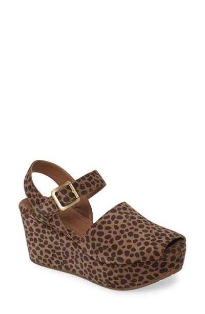 Chocolat Blu Wagga Platform Wedge Sandal In Leopard Print Suede