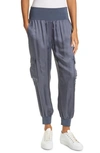 Cinq À Sept Tous Les Jours Giles Satin Jogger Pants In Onyx