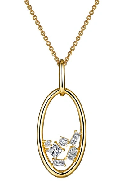 Lafonn Open Oval Pendant Necklace In Gold/silver/clear