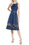 Chi Chi London Delia Fit & Flare Dress In Navy