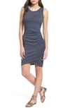 Leith Ruched Body-con Tank Dress In Navy Night Heather