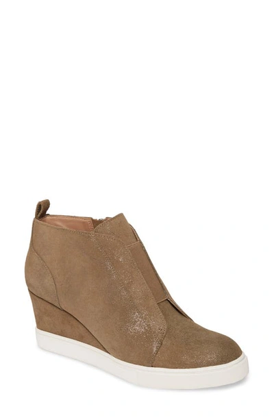 Linea Paolo Felicia Wedge Trainer In Taupe/ Brown Suede