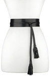 Raina Bronco Leather Wrap Belt In Black
