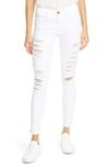 Frame Le Color Mid-rise Skinny Distressed Jeans In White