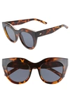 Le Specs Air Heart Oversized Cat-eye Acetate Sunglasses In Tortoise/smoke