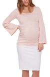STOWAWAY COLLECTION BELL SLEEVE MATERNITY TOP,2013-PINK