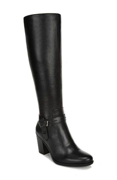 Naturalizer Pauline Womens Leather Almond Toe Knee-high Boots In Black Leather