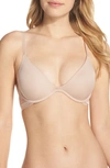 On Gossamer Beautifully Basic Lace Trim Plunge Bra In Champagne