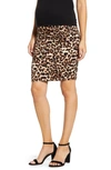 Angel Maternity Ruched Leopard Print Maternity Skirt In Brown