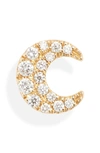 Maria Tash 14k Yellow Gold Diamond Crescent Moon Single Stud Earring