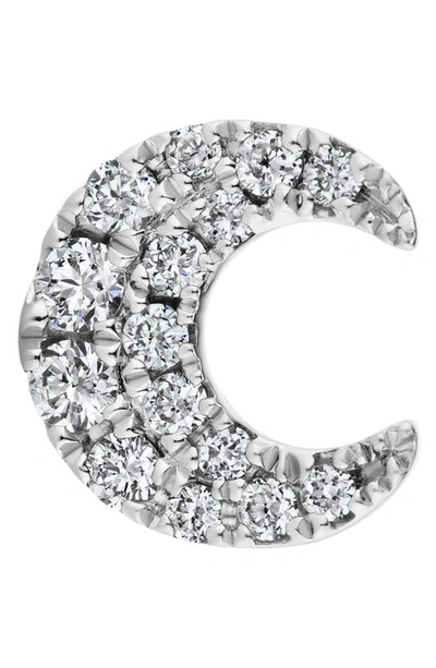 Maria Tash Diamond Moon Threaded Stud Earring In White Gold