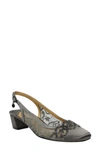 J. Reneé Faleece Crystal Embellished Slingback Pump In Dark Grey Satin