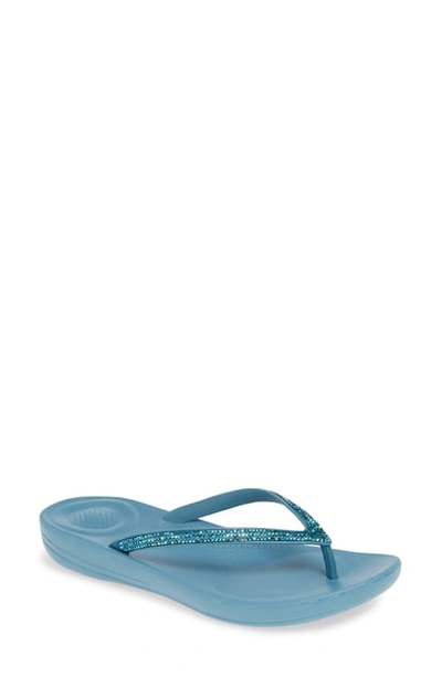 Fitflop Iqushion(tm) Crystal Embellished Flip Flop In Teal