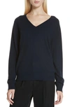 Vince Weekend V-neck Cashmere Pullover Sweater In Coastal