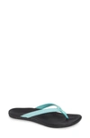 Olukai Ho Opio Flip Flop In Lagoon/ Black Fabric
