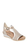 Naot Fiona Wedge Sandal In Beige Lizard/ Silver Leather