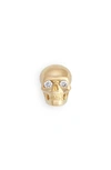 Maria Tash Medium Matte Diamond Skull Threaded Stud Earring In Yellow Gold/ Diamond