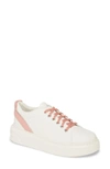 Ferragamo Gancini Lace-up Sneakers In White/ Desert Rose