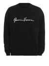 Versace Flocked Logo Lettering Cotton Sweatshirt In Black