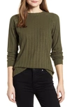 Loveappella Loveapella Ribbed Long Sleeve Top In Olive