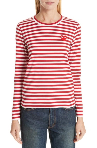 Comme Des Garçons Cotton Tee In Red/ White