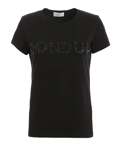 Dondup Logo Lettering Embellished T-shirt In Black