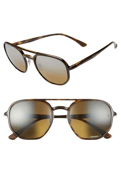 Ray Ban 53mm Chromance Polarized Aviator Sunglasses In Havana/ Brown Grey Grad Polar