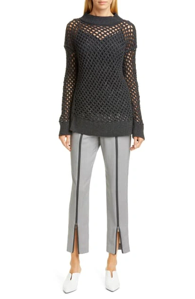 Fabiana Filippi Beaded Net Cashmere Sweater In Charcoal